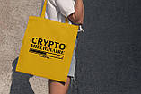 Модна жіноча сумка шоппер із принтом "CRYPTO Millionaire" жовта з поліестеру водонепроникна мила Br BAR, фото 2