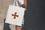 Якісна жіноча сумка шоппер із патріотичним принтом "ЗСУ" біла з поліестеру водонепроникна Br BAR, фото 3