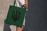 Міцна сумка жіноча шоппер з патріотичним принтом "Герб України" зелена якісна з поліестеру Br BAR, фото 3