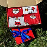 Новорічний набір чоловічих шкарпеток на 4 пари 40-45 р. з оригінальним принтом високі бавовняні кольорові модні Br BAR, фото 2