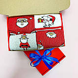 Новорічний набір чоловічих шкарпеток на 4 пари 40-45 р. з оригінальним принтом високі бавовняні кольорові модні Br BAR, фото 3