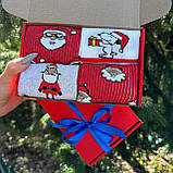 Новорічний набір чоловічих шкарпеток на 4 пари 40-45 р. з оригінальним принтом високі бавовняні кольорові модні Br BAR, фото 4