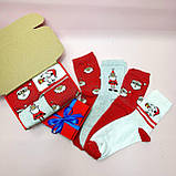 Новорічний набір чоловічих шкарпеток на 4 пари 40-45 р. з оригінальним принтом високі бавовняні кольорові модні Br BAR, фото 5