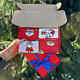 Новорічний набір чоловічих шкарпеток на 4 пари 40-45 р. з оригінальним принтом високі бавовняні кольорові модні Br BAR, фото 8