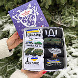 Новорічний набір жіночих якісних чорно-білих бавовняних шкарпеток 8 шт 36-41 з патріотичним принтом Br BAR, фото 2