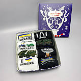 Новорічний набір жіночих якісних чорно-білих бавовняних шкарпеток 8 шт 36-41 з патріотичним принтом Br BAR, фото 4