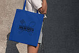 Красива сумка жіноча шоппер з оригінальним принтом "Люблю Поїсти" синя з поліестеру міцна модна Br BAR, фото 3