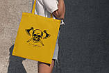 Велика жіноча сумка шоппер із патріотичним принтом "ЗСУ гордість країни" жовта з поліестеру тканинна Br BAR, фото 2