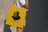 Жіноча сумка шоппер із патріотичним принтом "ЗСУ наш щит і меч" жовта з поліестеру компактна міцна Br BAR, фото 3