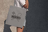 Оригінальна жіноча сумка шоппер з веселим принтом "Люблю Поїсти" сіра з поліестеру тканинна зручна Br BAR, фото 3