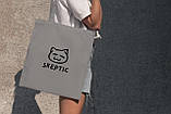 Прикольна сумка жіноча шоппер з принтом "Skeptic" сіра з поліестеру тканинна і водонепроникна Br BAR, фото 2
