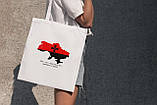 Тканинна сумка жіноча шоппер з патріотичним принтом "ЗСУ наші герої" біла з поліестеру прикольна Br BAR, фото 3