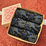 Подарунковий бокс шкарпеток чоловічих 40-45 р на 6 пар високі демісезонні з камуфляжним принтом у коробці BAR, фото 4