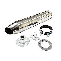 Прямоток на мотоцикл 520*100 конус, хромований (кріплення d=78 мм)