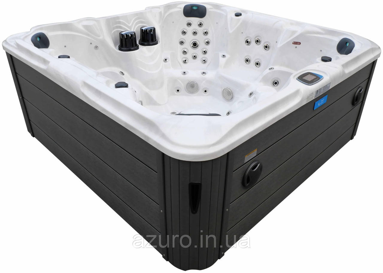 Гідромасажний басейн Aquajoy Maldives (230х230х95 см), Сріблясто-білий мармур
