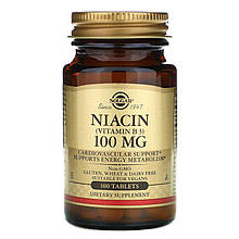 Вітамін В3 (ніацин), Niacin (Vitamin B3), Solgar, 100 мг, 100 таблеток