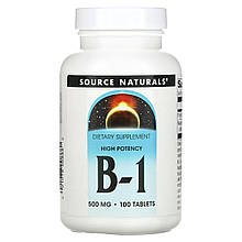 Тіамін, B-1, High Potency, Source Naturals, 500 мг, 100 таблеток