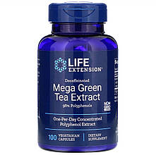 Зелений чай екстракт мега (Green Tea), Life Extension, без кофеїну, 100 кап.