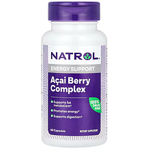 Асаї і зелений чай для схуднення, Acai & Green Tea, Natrol, ягідна дієта, 60 капсул