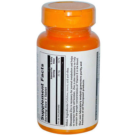 Цинк піколінат, Zinc Picolinate, Thompson, 25 мг, 60 таблеток, фото 3