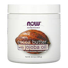Масло какао з маслом жожоба (Cocoa Butter, Jojoba Oil), Now Foods, Solutions, 184 мл