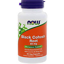 Корінь клопогону гроновидного з лакрицею і дягілем, Black Cohosh Root, Now Foods, 80 мг, 90 вегетаріанських капсул