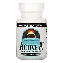 Вітамін А, Active A, Source Naturals, 25,000 МО, 120 таблеток