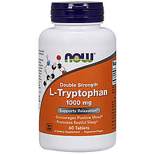 Триптофан (L-Tryptophan), Now Foods, подвійна сила, 1000 мг, 60 таблеток