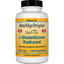 Глутатіон, L-Glutathione, Healthy Origins, Setria, знижений, 250 мг, 150 капcул