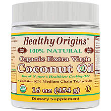 Кокосова олія, Coconut Oil, Healthy Origins, органік, 454 г