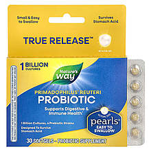 Пробіотики, Primadophilus Reuteri Pearls, Nature's Way, 1 млрд КУО, 30 гелевих капсул