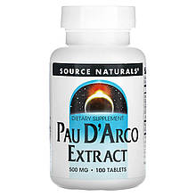 По д'арко, Pau D'Arco, Source Naturals, 500 мг, 100 таблеток