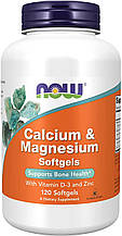 Кальцій та магній, Calcium & Magnesium, Now Foods, з вітаміном D-3 та цинком, 120 гелевих капсул