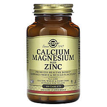Кальцій, магній, цинк, Calcium Magnesium Plus Zinc, Solgar, 100 таблеток