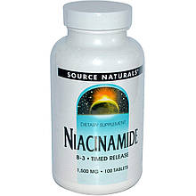 Ніацинамід (В3), Niacinamide, B-3, Source Naturals, 1500 мг, 100 таб.