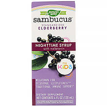 Бузина для дітей, нічний сироп з мелатоніном, Nighttime Syrup with Melatonin, Nature's Way, 120 мл