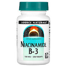 Ніацинамід (В3), Niacinamide B-3, Source Naturals, 100 мг, 250 таб.
