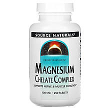 Магній хелат, Magnesium Chelate, Source Naturals, 100 мг, 250 таб.