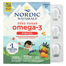 Риб'ячий жир для дітей, Nordic Omega-3 Fishies, Nordic Naturals, фрукти, 300 мг, 36 желе