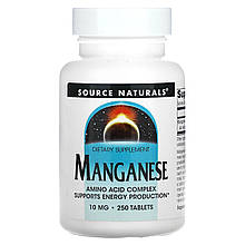 Марганець, Manganese, Source Naturals, 10 мг, 250 таблеток