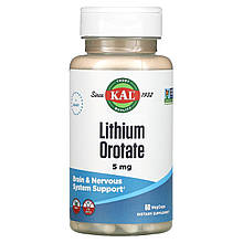 Літій, Lithium Orotate, KAL, 5 мг, 60 капсул