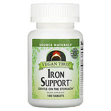Хелат заліза, Iron Support, Source Naturals, для веганів, 180 таблеток