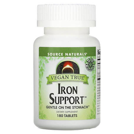 Хелат заліза, Iron Support, Source Naturals, для веганів, 180 таблеток, фото 1