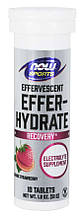 Електроліти, Effer-Hydrate, Now Foods, Sports, із полунично-апельсиновим смаком, 10 таблеток, 51 г