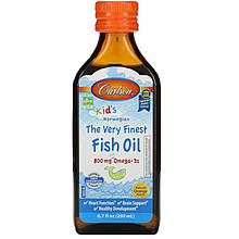 Риб'ячий жир для дітей, Fish Oil, Carlson, норвезький, апельсин, 200 мл