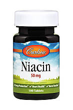 Ніацин (Вітамін В3), Niacin, Carlson, 50 мг, 100 таблеток
