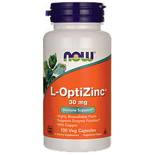 ОптіЦинк, L-OptiZinc, Now Foods, 30 мг, 100 вегетаріанських капсул