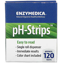 Тест-смужки для визначення рН, pH-Strips, Enzymedica, одноразовий дозатор, 120 тестів