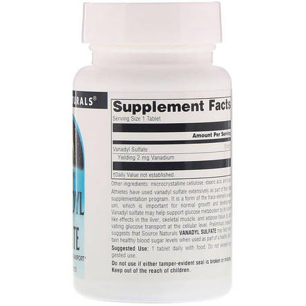 Ванадій сульфат, Vanadyl Sulfate, Source Naturals, 10 мг, 100 таблеток, фото 3