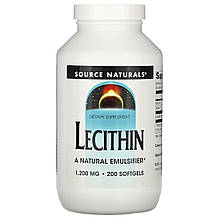 Лецитин, Lecithin, Source Naturals, 1200 мг, 200 капсул